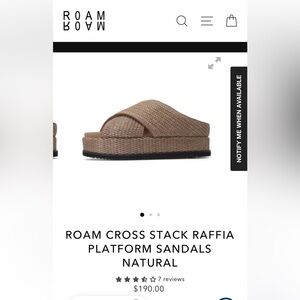ROAM Cross Stack Raffia Platform Slides Size 9